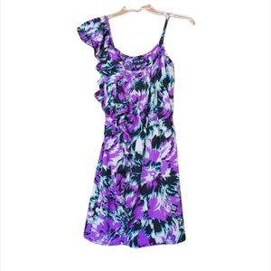 Purple floral ruffle dress